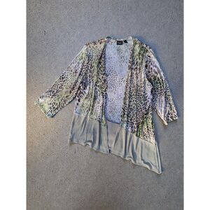 CHICO'S Size 12 (Chico's 2) Travelers Mixed Animal Print Open Cardigan